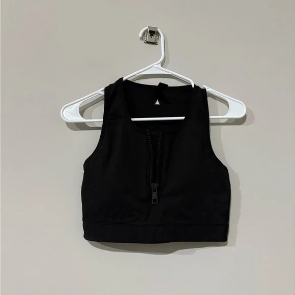 Balance Women's Black Zip Up Sports Bra Small Support Racerback - Picture 2 of 3